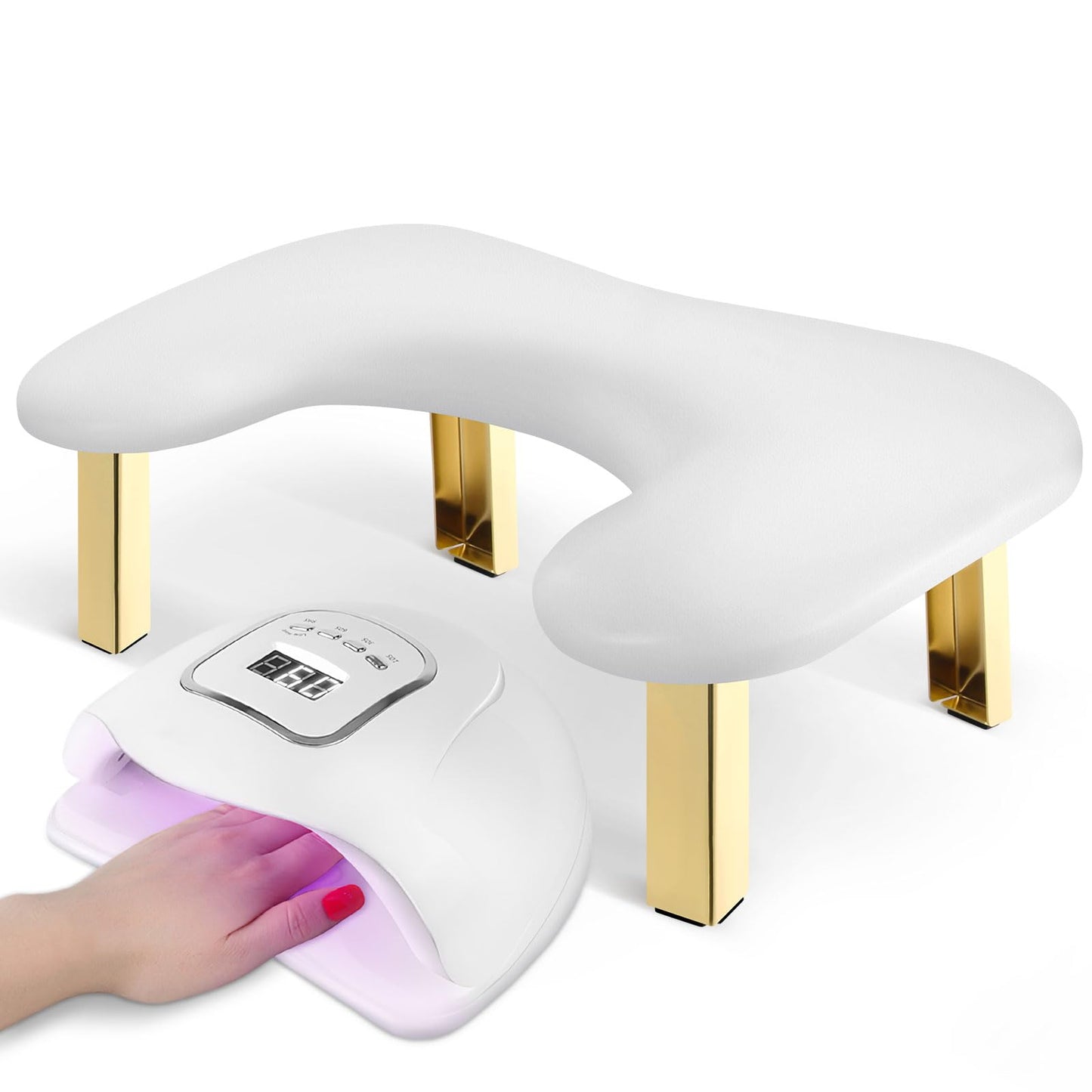 Nail Arm Rest, Mothers Day Arm Rest for Nails Tech, PU Leather Nail Tech Arm Rest, U-Shaped Hand Rest for Nails Tech, Foldable Manicure Hand Rests for Foot Hand Rest, White