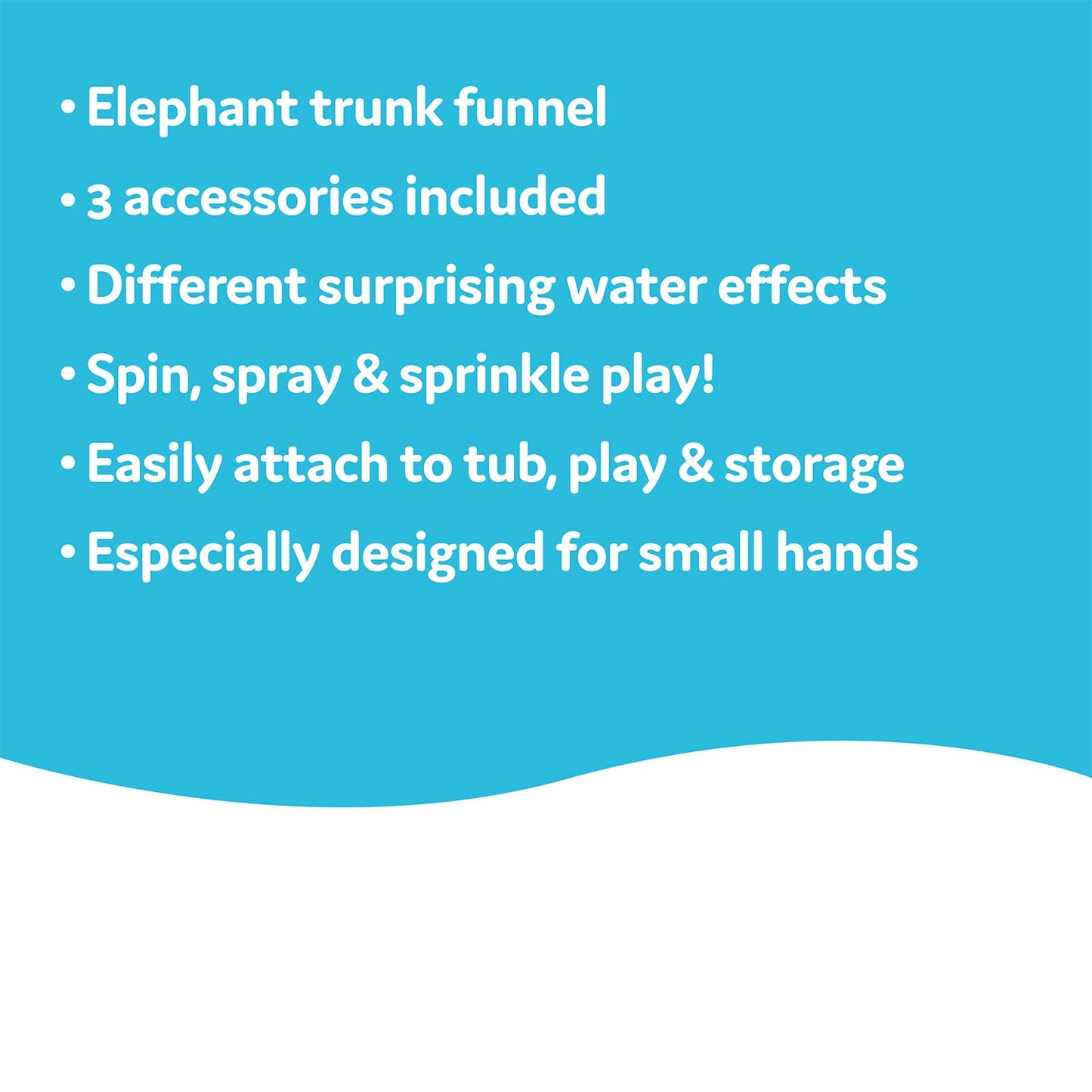 Yookidoo Elephant Trunk Funnel Baby Bath Toy - FunEleFun Fill ‘N’ Sprinkle - Fun and Imaginative Play with 3 Interchangeable Trunk Accessories for Ages 18m+ (Grey)