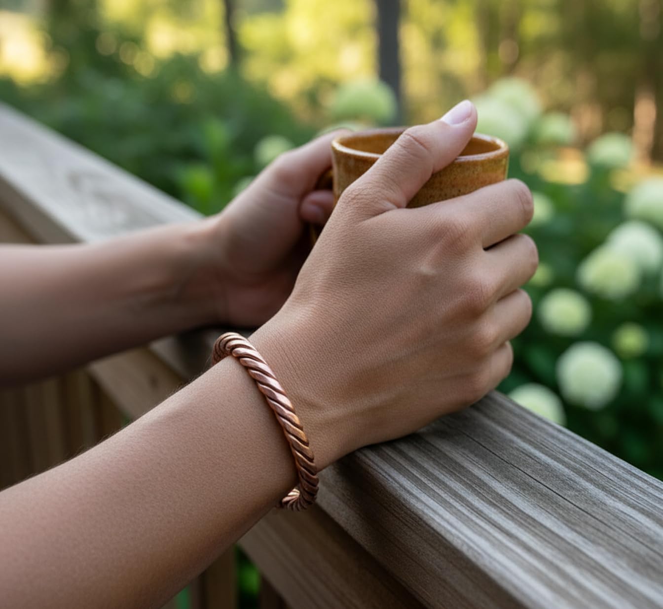 Touchstone Copper magnetic bracelet Tibetan style. Hand forged with solid and high gauge pure copper. Twisted rope look.