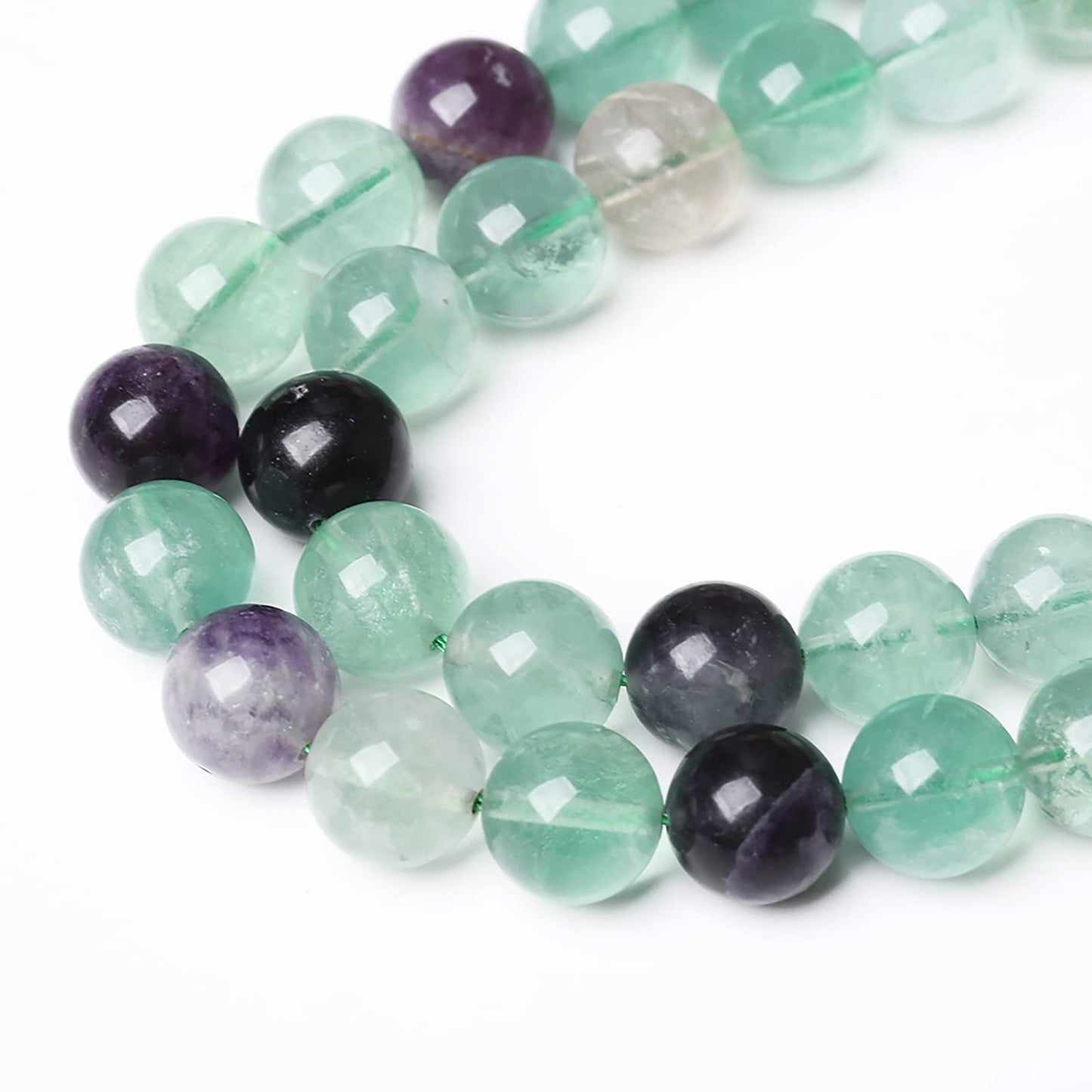 46pcs 8mm Natural Stone Beads Fluorite Gemstone Round Loose Beads for Jewelry Making DIY Bracelet Necklace 15"