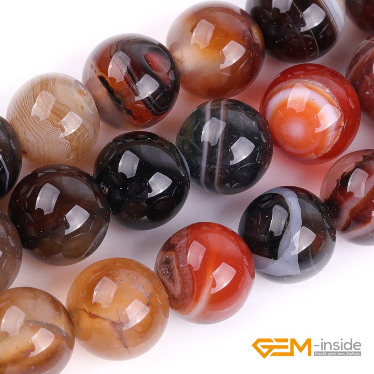 GEM-Inside Dream Lace Agate Gemstone Loose Beads Natural Energy Power Beads for Jewelry Making Round Smooth 8mm at 15"