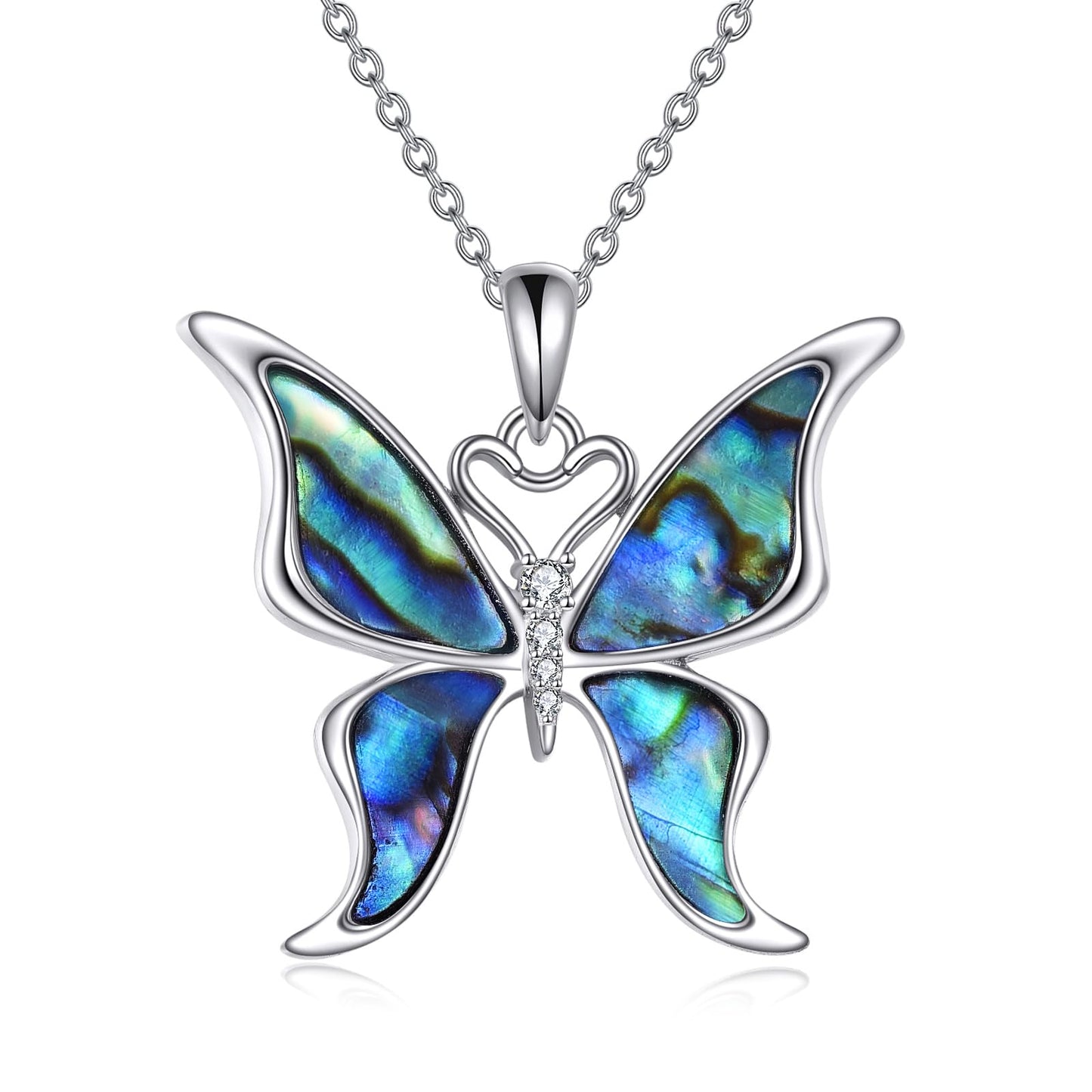 KQF Butterfly Necklace 925 Sterling Silver Abalone Shell Butterfly Pendant Jewelry Gift for Women Mom Daughter