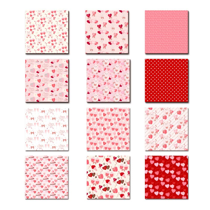 24 Sheets Scrapbooking Supplies Paper Christmas Scrapbook Paper 6"×6”, Cardstock Paper Assorted Patterned for DIY Decorative and Christmas and Valentine's Day( Love - A)