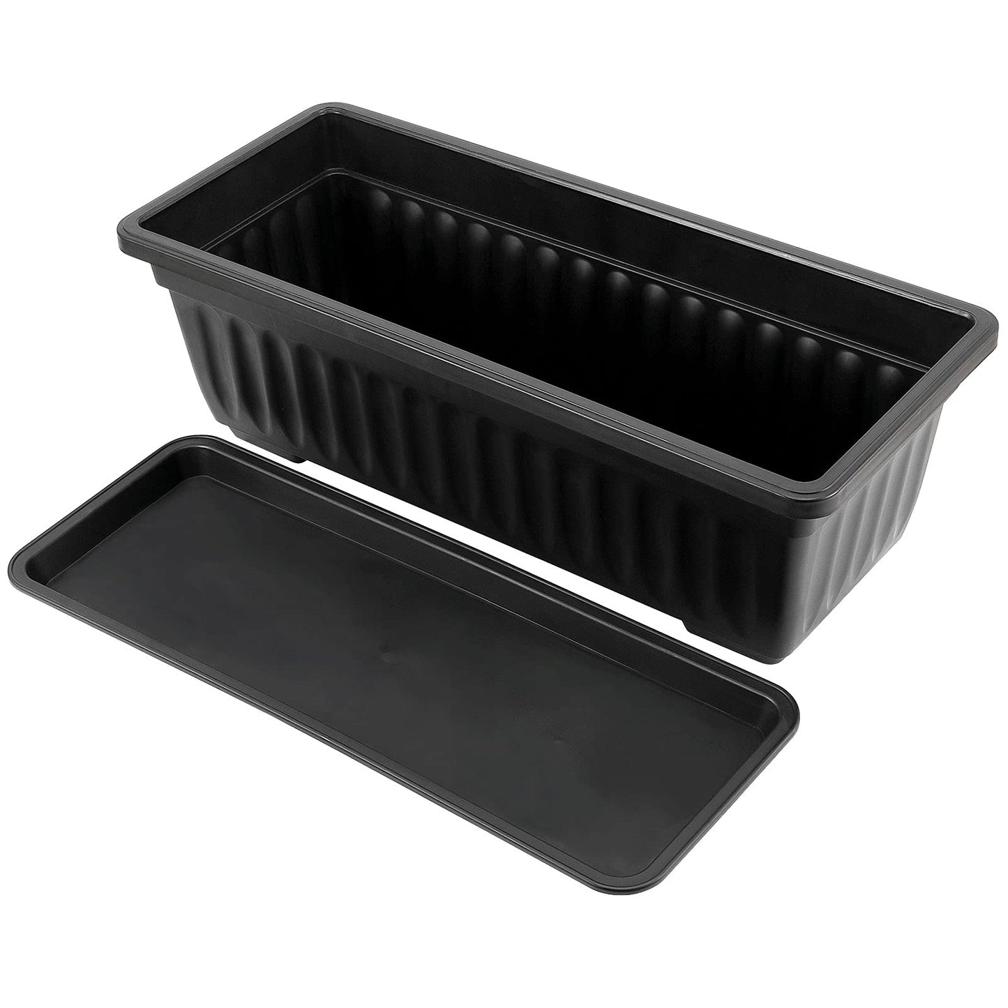 JOIKIT 17 Inches Black Plastic Planter Box, 6 Packs, Good Drainage, Indoor Outdoor Usage, for Garden, Windowsill, Patio, Balcony