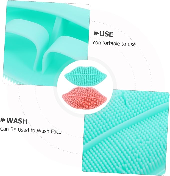 Happyyami 3pcs Silicone Face Scrubber Lip Scrub Exfoliating Facial Brush Facial Cleansing Tool Random Color