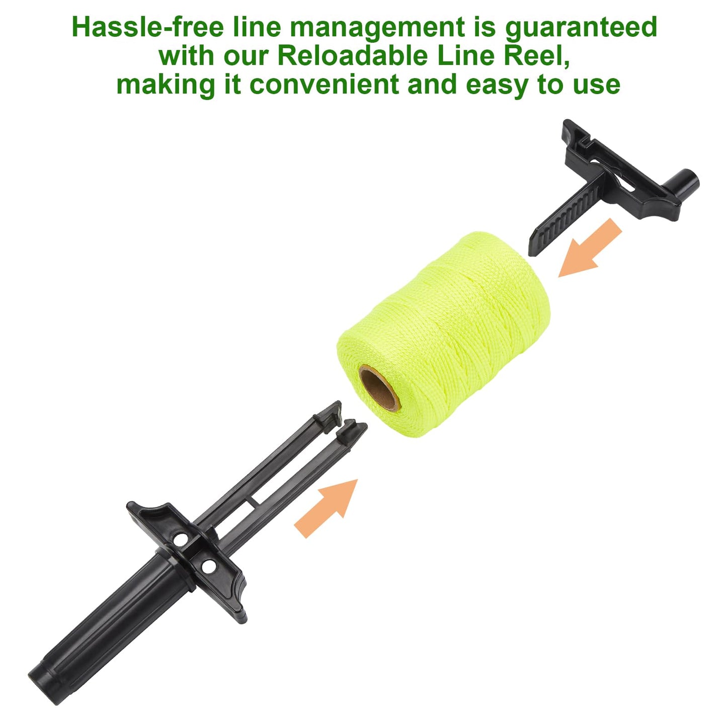 6 Roll Mason Line String Line - #18 Braided Nylon String - 500 Ft Length - Nylon with Reloadable Line Reel Twine for Gardening Or Masonry Tools - Perfect Construction String (Yellow)