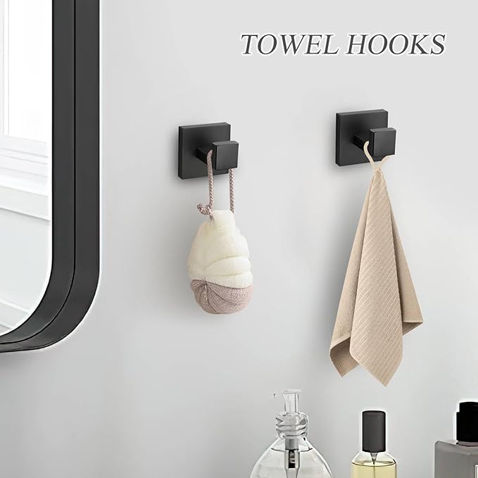 10 Pieces Black Towel Bar Set Bathroom Hardware Accessories Set Upgraded Toilet Paper Holder with Shelf Towel Holder Set for Bathroom Stainless Steel Wall Mounted 23.6in