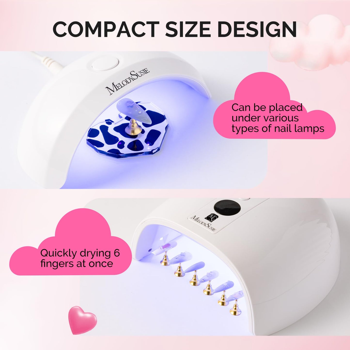 Melodysusie Handheld UV Light for Gel Nails with Nail Stand for Press Ons