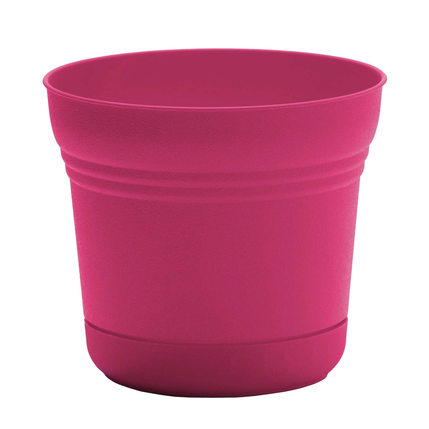 Bloem Saturn 7" Round Plastic Planter - Indoor/Outdoor, Snap-in Saucer & Drainage Holes, Fuchsia, 4-Pack