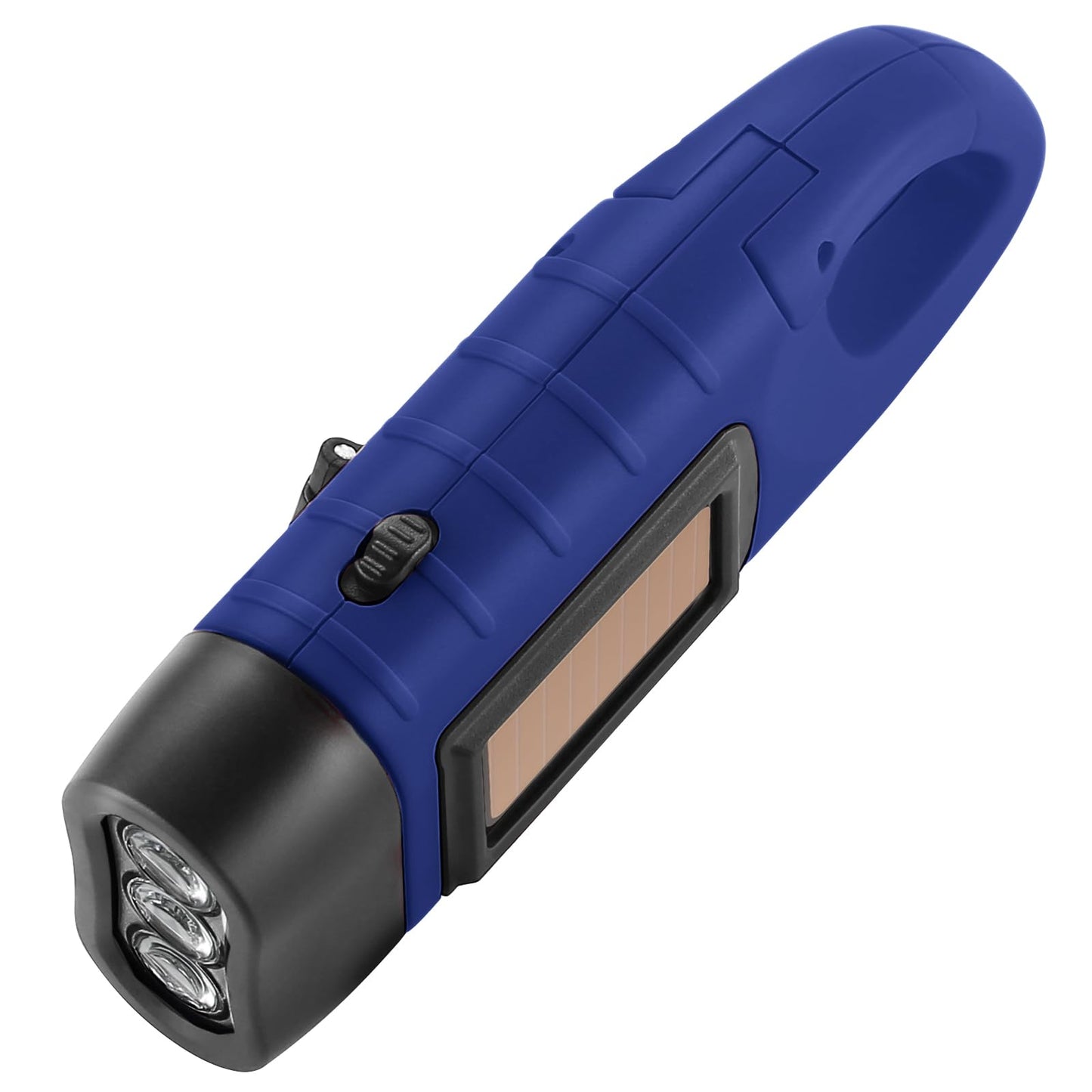 Simpeak 2-Pack Hand Crank Solar Powered LED Flashlight, Emergency Survival Flashlight with Dynamo Torch for Outdoor Sports (Blue)