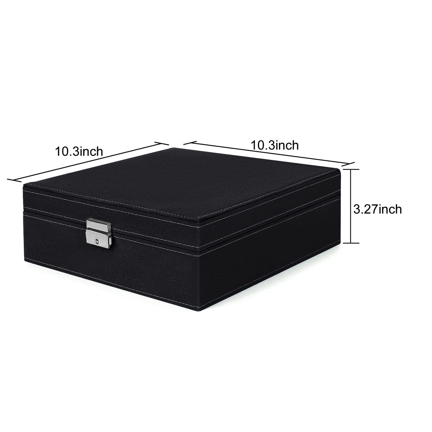 MOSISO Jewelry Box, Jewelry Storage Case Organizer Stackable Double Layer Lockable Display for Women Velvet Necklace Earring Bracelet Ring Watch Brooch Holder, Black