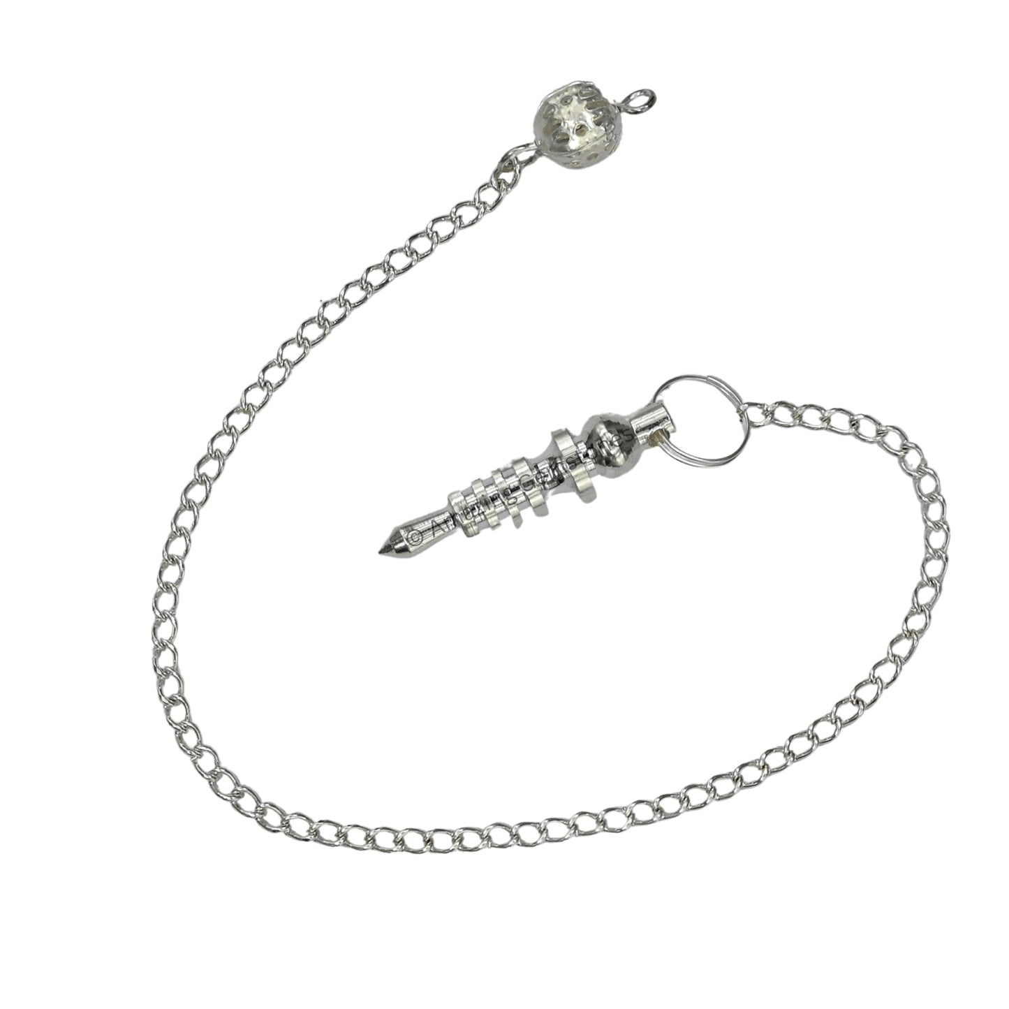 Amazing Gemstone Healing Metal Pendulums for Divination, Silver Double ISIS 4 Ring with Plate Steel Copper Pendulum High Energy Pendulo de Bronce Pendulos de Mesa MP96