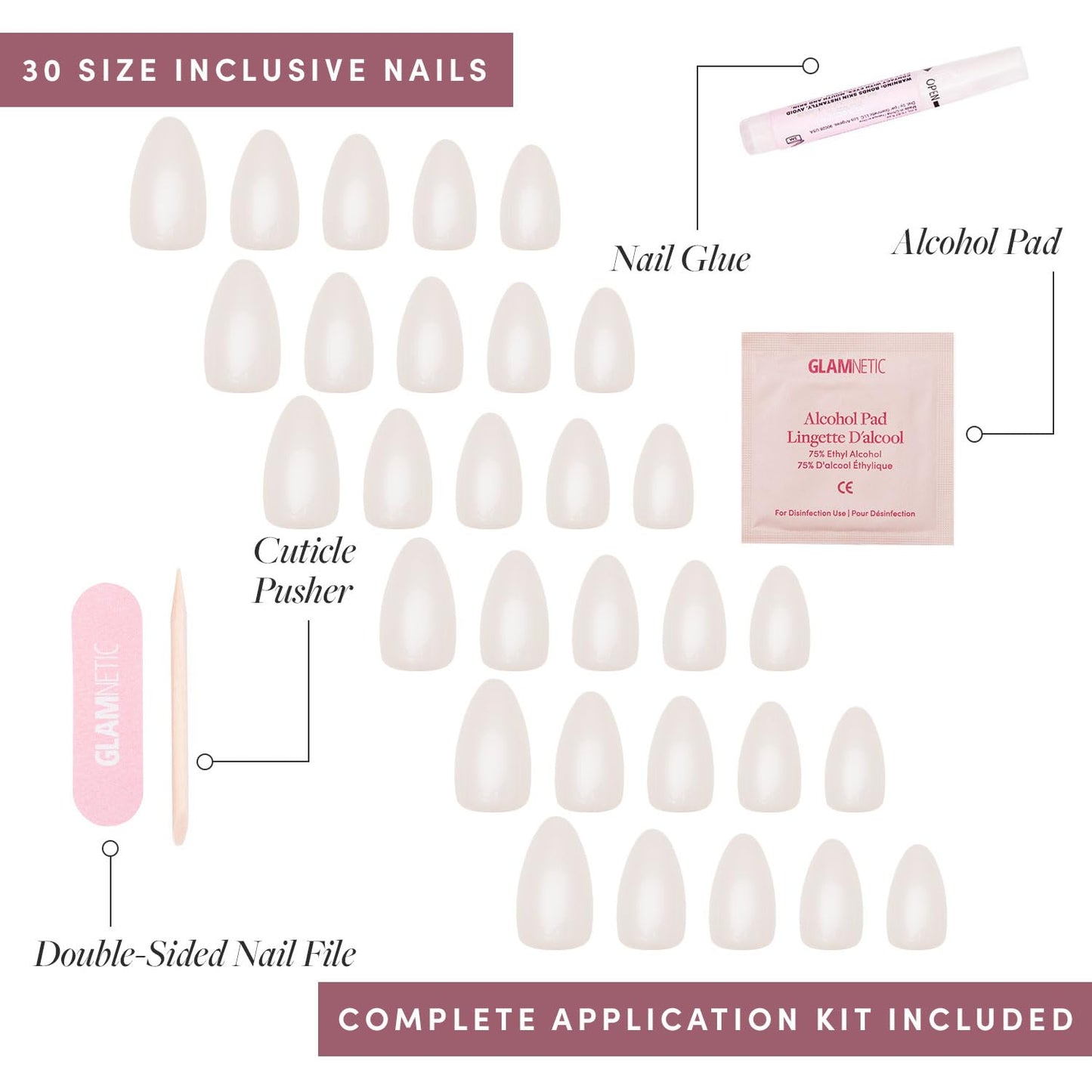 Glamnetic Press-On Nails Bundle - Sugar Glazed & Hailey | Medium Oval Fake Nails with White Polka Dots & Glazed Finish | Glazed Short Almond Fake Nails | Durable, Salon-Quality Nail Kits