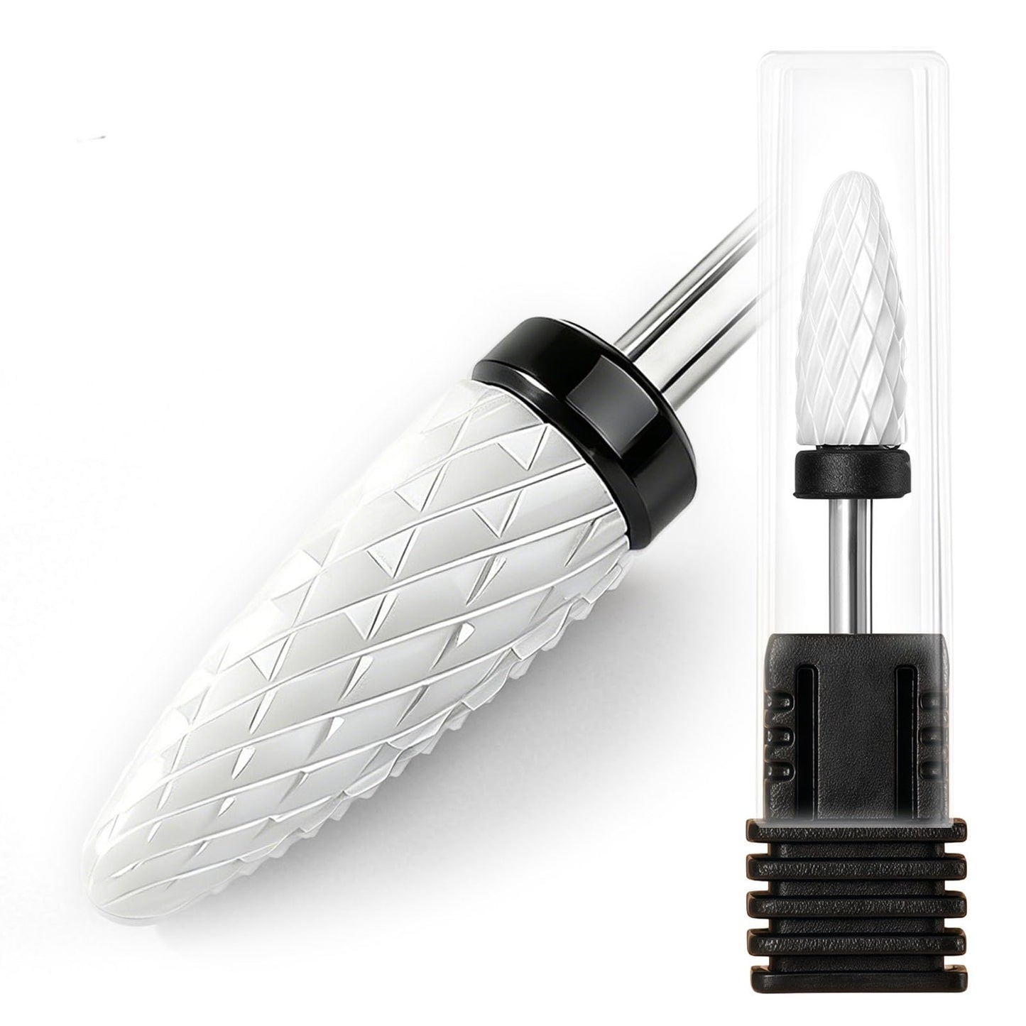 Fantexy Ceramic Nail Drill Bit - 3/32'' Cone Shape White Ceramic Bit for Acrylic & Gel Nails, White Ceramic Cone File Bit for Nail Art,Manicure,Pedicure,Gel,Cuticle Clean(Extra Coarse - XC)