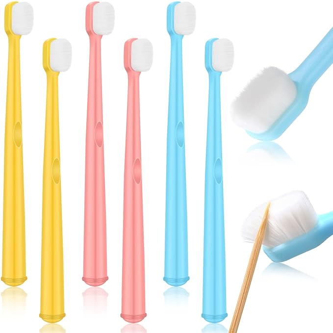 6 Pieces Kids Extra Soft Nano Toothbrush Children Bristles Children Micro Nano Manual Toothbrush Set with 20000 Bristles for Age 3and Above Boys Girls Gum Protecting Cleaning(Fresh Style)