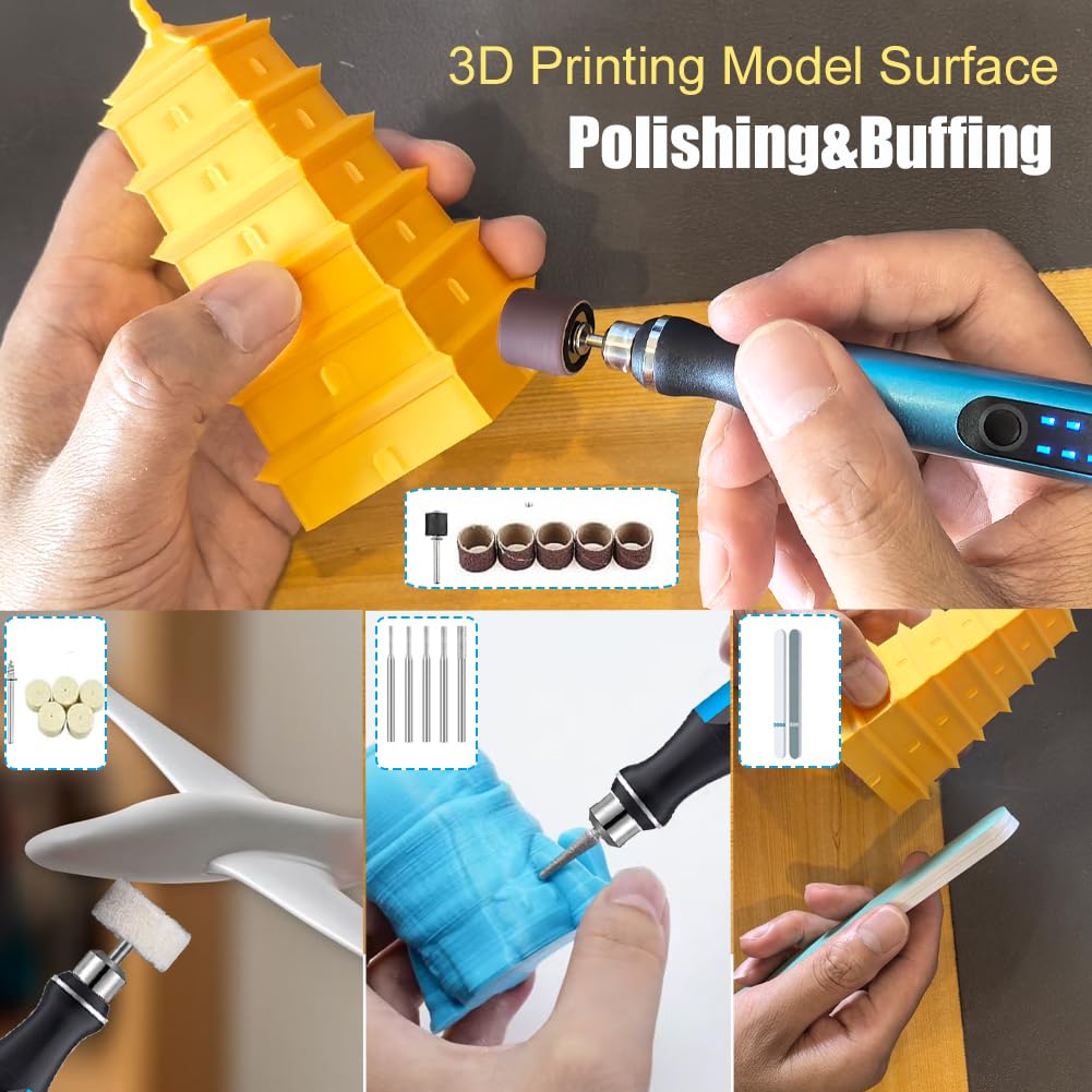 3D Printing Tools Kit,3D Printer Accessories, 3-Speed USB Rotary Tool with Bits & Deburring Tool for 3D Printing Burr, 3D Printer Model,Resin Model Engraving, Drilling, Carving, Polishing
