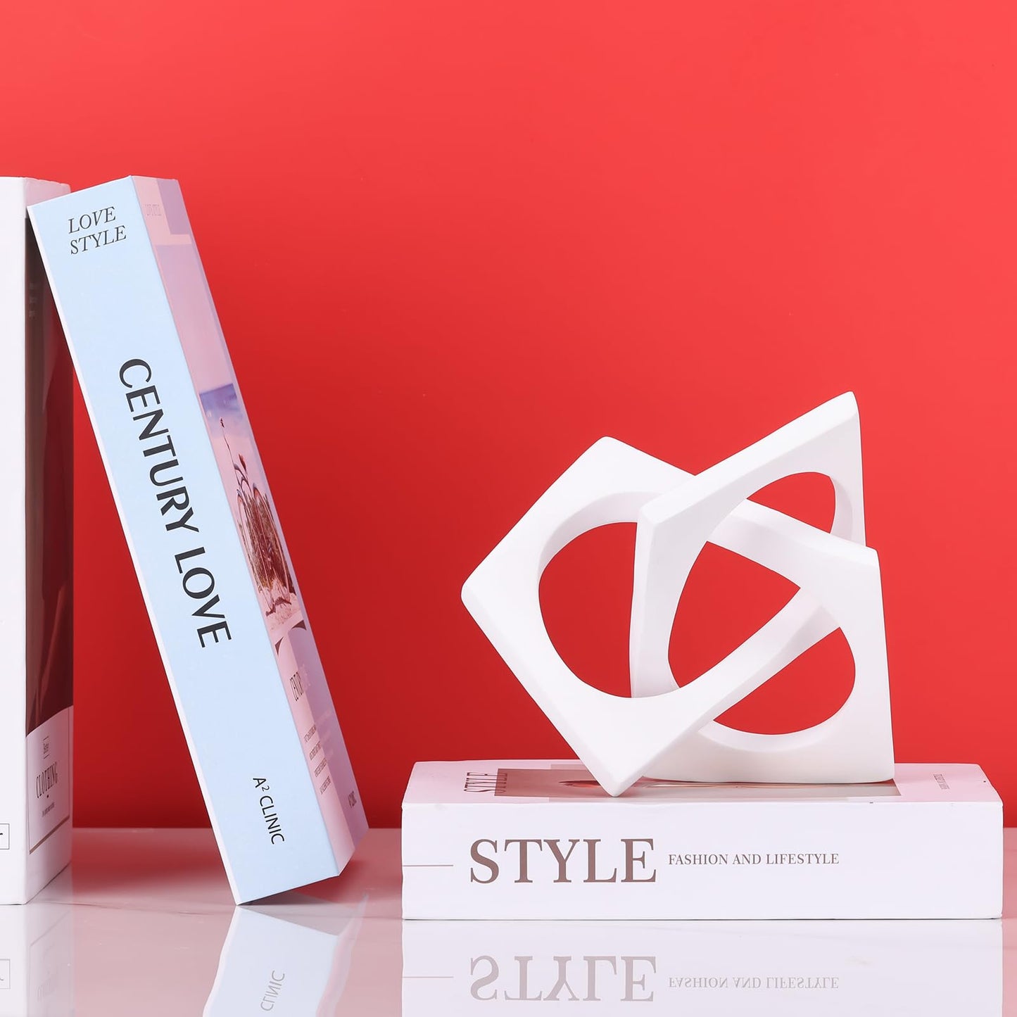 Modern Geometric Sculpture White Knot Statue Decor, Home Bookcase Centerpiece Jax Decorative, Tabletop Sculpture and Figurines, for Home Decor Accent Cube Ornaments