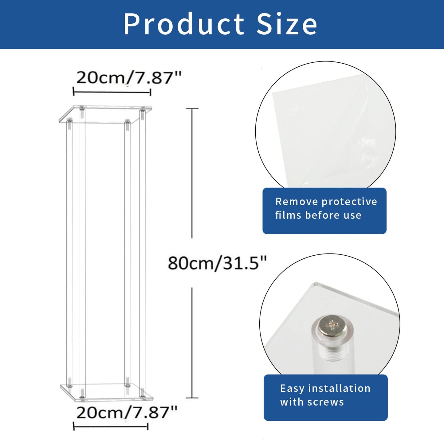 Simprefine 2 Pack 32'' Tall 8'' Dia. Centerpiece Wedding Decoration Modern Tall Vase Elegant Crystal Acrylic Flower Stand Tabletop Display Rack Floral Backdrop Clear Column Pillar Square Props…