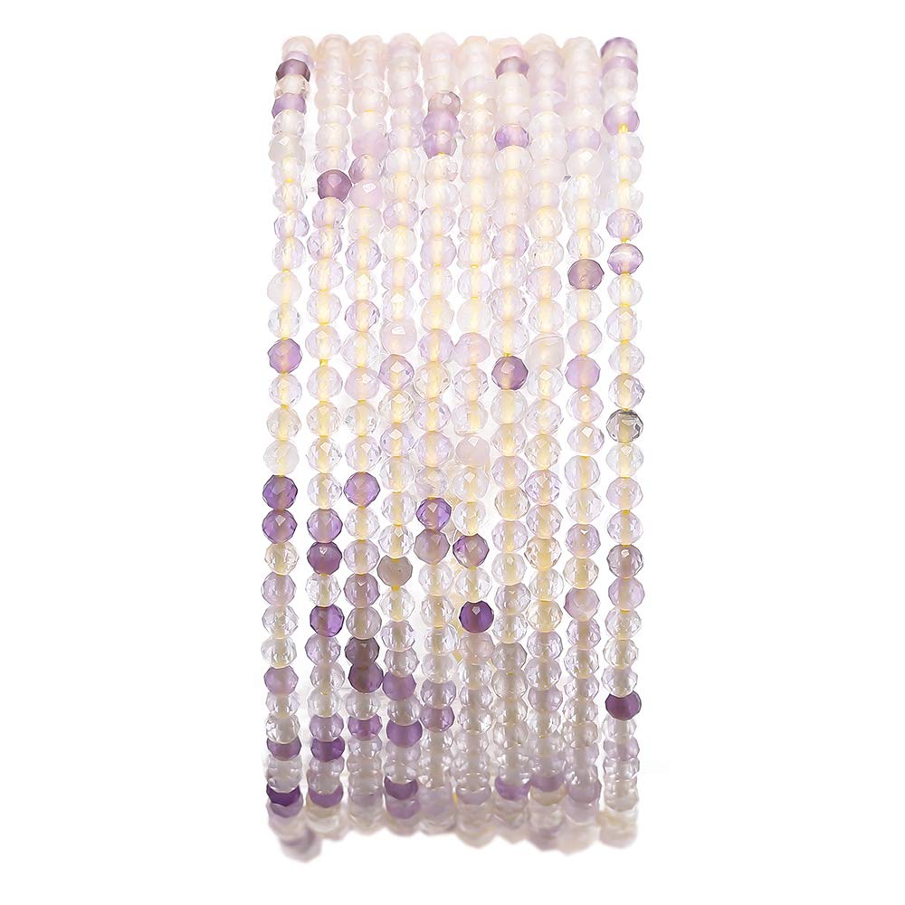 BEADIA Faceted Natural Purple Fluorite Stone Round Loose Semi Gemstone Beads for Jewelry Making 2-2.5mm 38cm