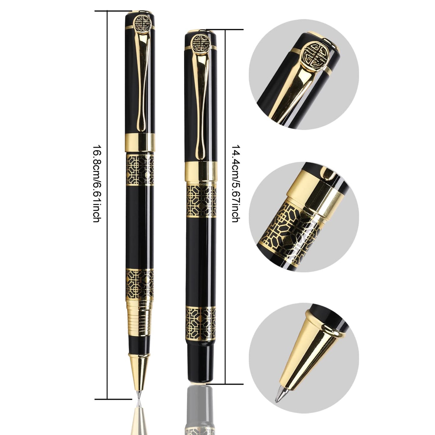 YIVONKA Ballpoint Pen Black Refill,Classical retro style Luxury Pen,Best Ball Pen Gift Set for Men & Women Professional Executive,Office,Nice Pens Classy Gift Box (2 Pack Black)