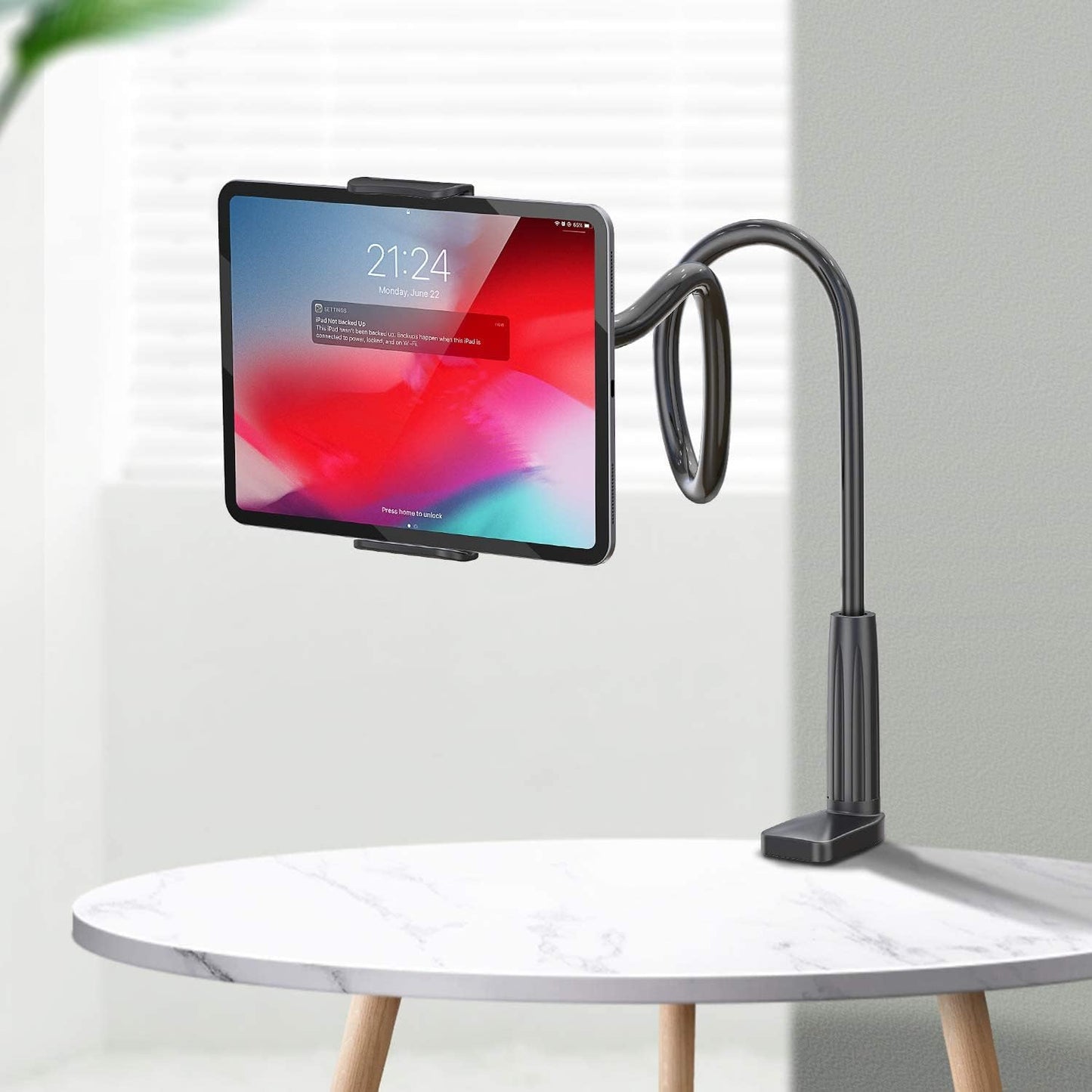 WixGear Tablet Holder for Bed - Gooseneck Tablet Holder Stand, Flexible Long Arm Gooseneck Mount Holder Clip with Grip, Compatible with iPad Air Mini, Galaxy Tabs, Kindle Fire, 4"-10.5" Devices