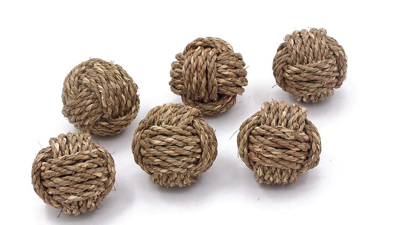 Set of 6 Decorative Indian Grass Rope Balls – Handmade Nautical Style Ornaments – for Vase Fillers, Rustic Tray Styling, Living Room Decor, DIY Projects, or Housewarming Gift Accents