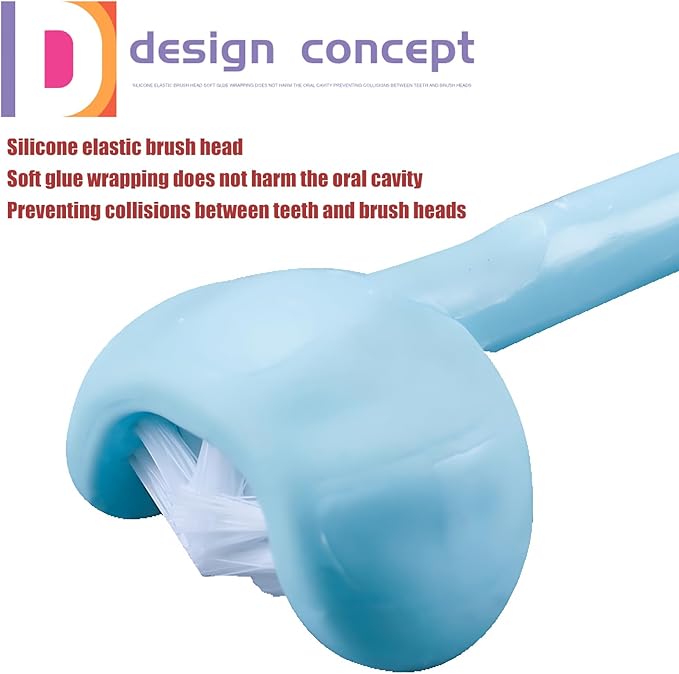 3 Sided Autism Toothbrush Three Bristles for Special Needs Adult Soft Bristles Soft and Gentle for Complete Tooth and Gum Care (Green 1PCS)