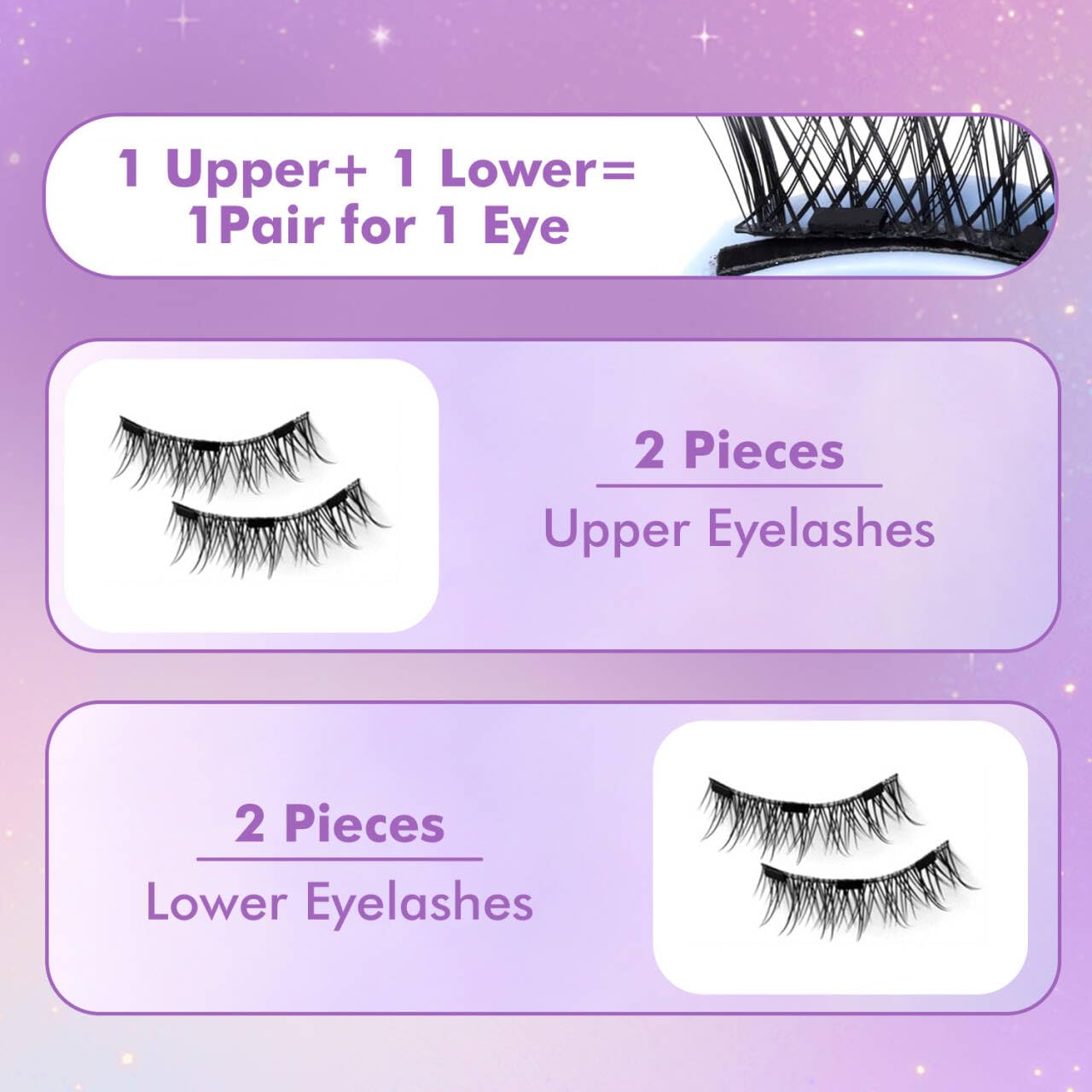 Elara Craft Magnetic Eyelashes with Applicator, Magnetic Eyelashes Natural Look,Reusable Magnet Lashes No Glue Needed Soft Lashes Kit(Simple+Simple)