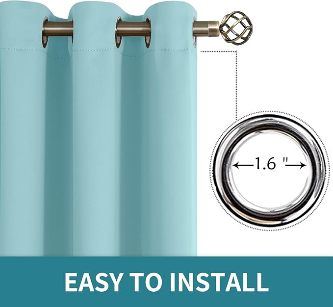 BGment Blackout Curtains - Grommet Thermal Insulated Room Darkening Bedroom and Living Room Curtains, Set of 2 Panels (52 x 63 Inch, Baby Blue)