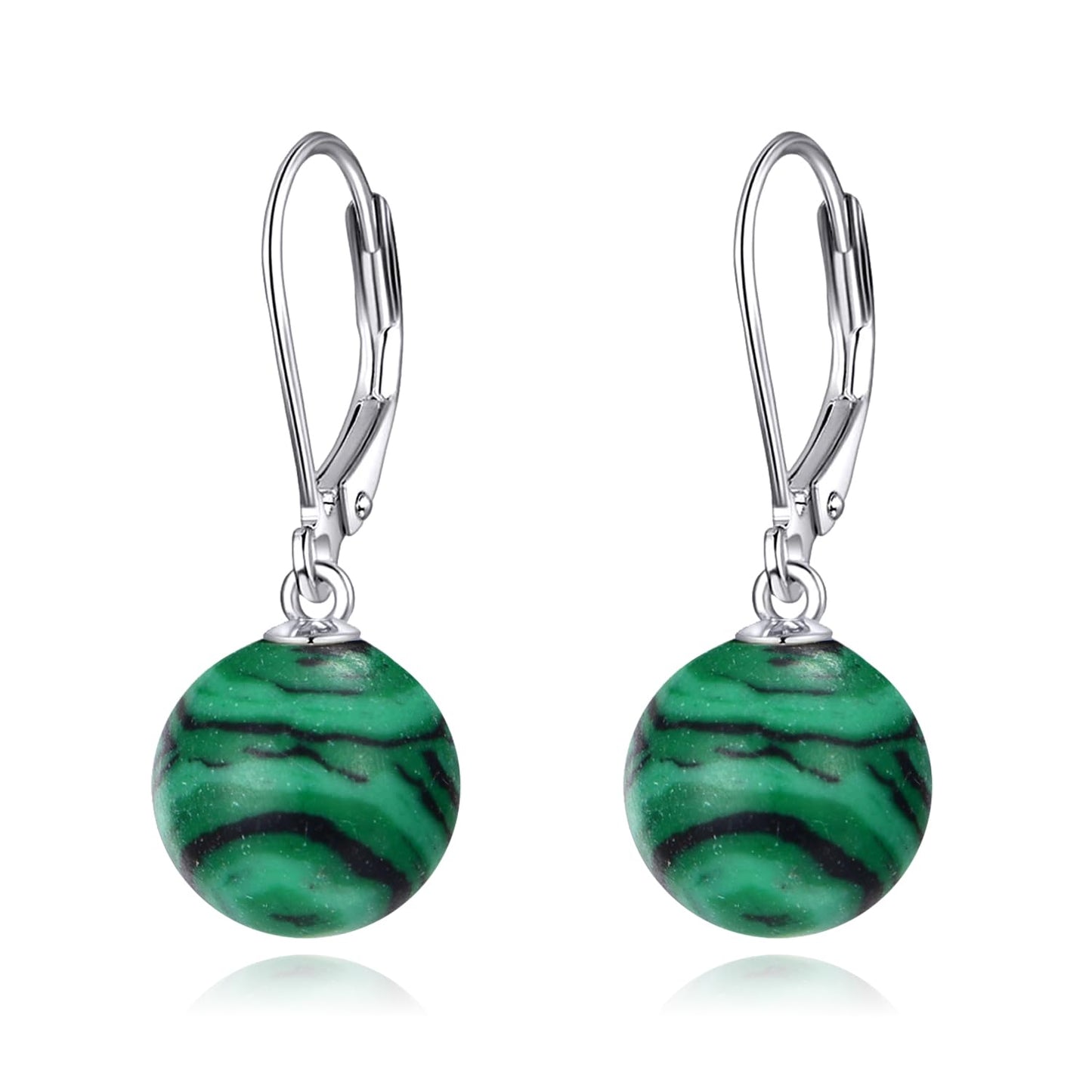 925 Sterling Silver Malachite Leverback Earrings Dangle Drop Jewelry Gifts for Women (Malachite)