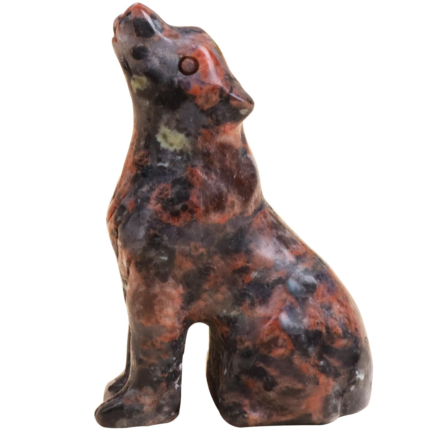 Ytbeoxk 2 Inch Mahogany Obsidian Wolf Crystal Statue Decorations, Wolf Decor Healing Crystal Wolf Figurines Hand Carved Stone Energy Gemstones for Luck Statue in Home and Office Meditation