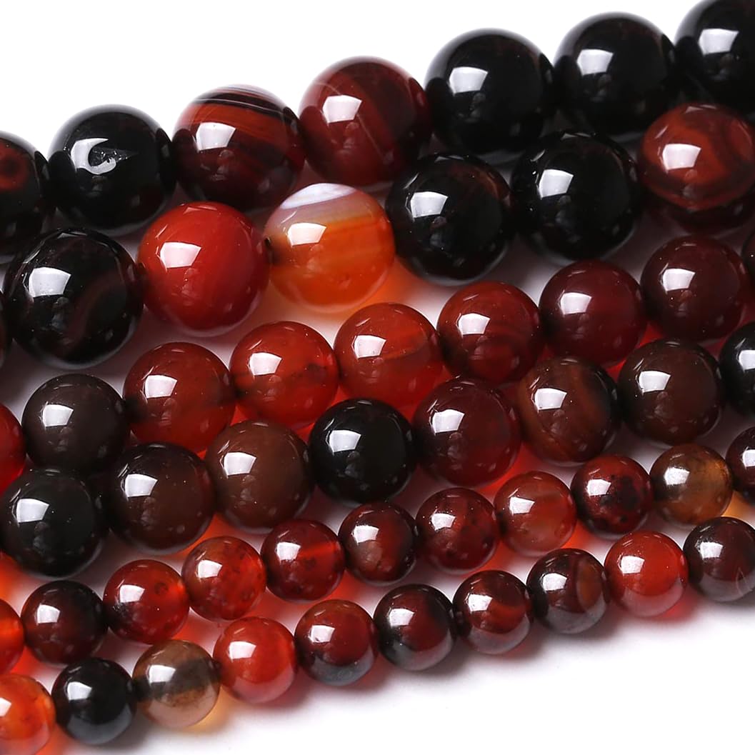 90PCS 4MM Red Persian Agate Natural Gemstone Round Stone Beads for Jewelry Making DIY Energy Stone Healing Power Bracelet 15"