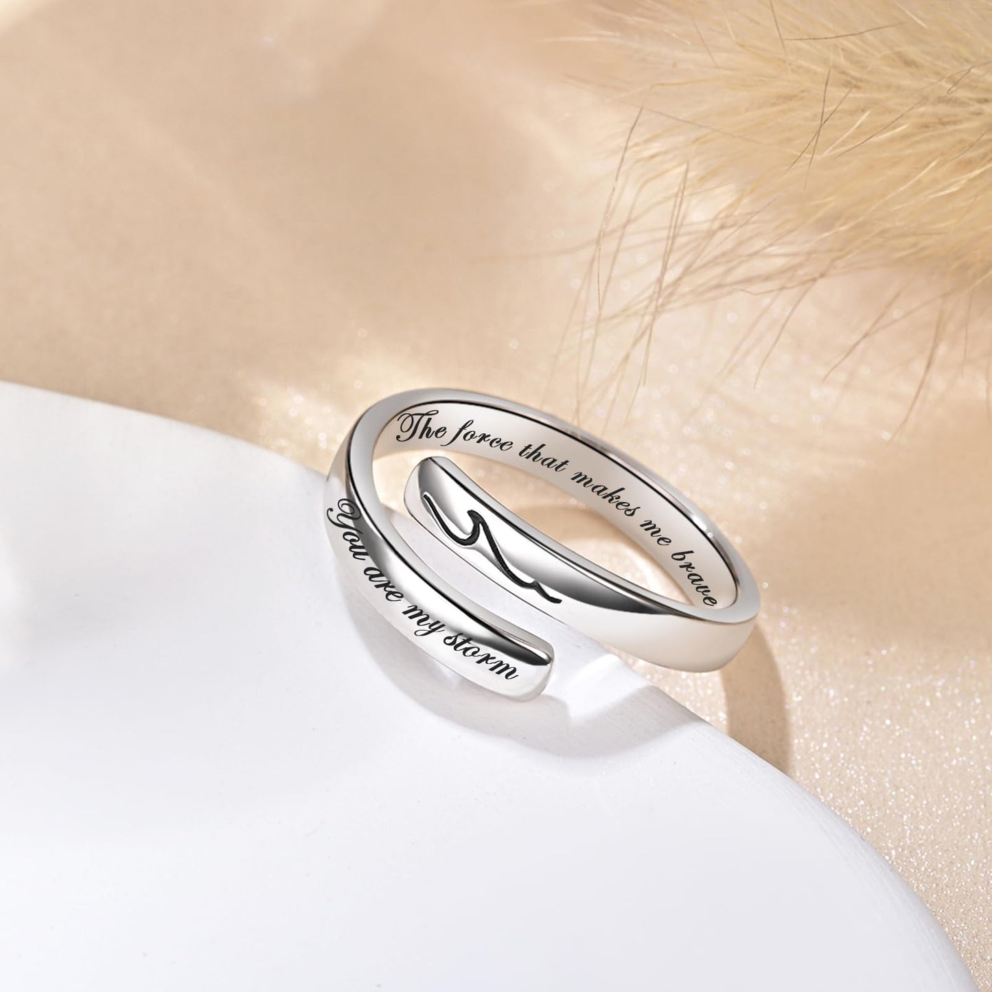 JXJL S925 Sterling Silver Inspirational Jewelry Rings Adjustable Ring Personality Encouragement Gift for Teens Women