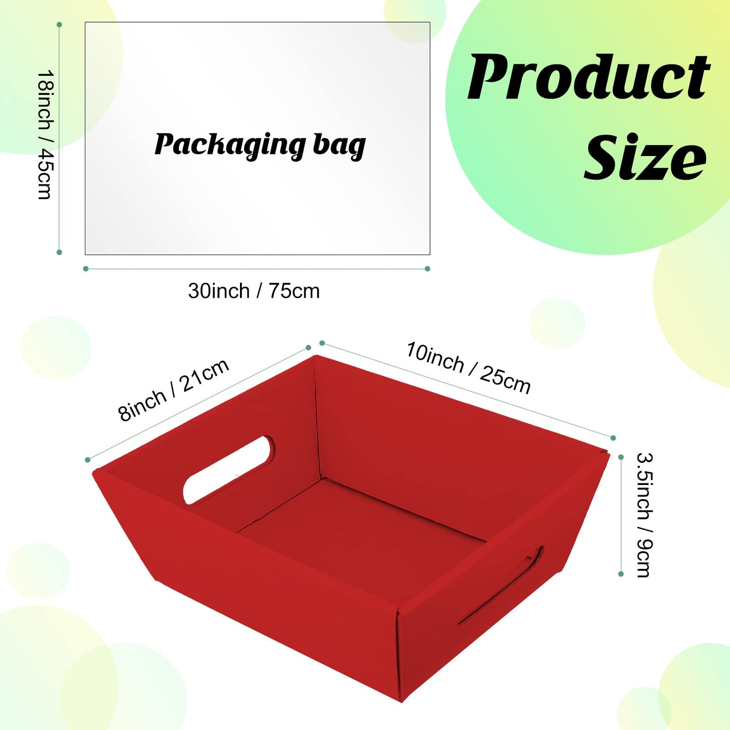 Fainne 54 Pcs Basket for Gifts Kit Include 18 DIY Empty Gift Basket Bulk, 9.8 x 8.5 x 3.5 Inches Food Storage with Handles, 18 Plastic Bags and 18 Bows for Christmas Party Gift Wrapping(Red)