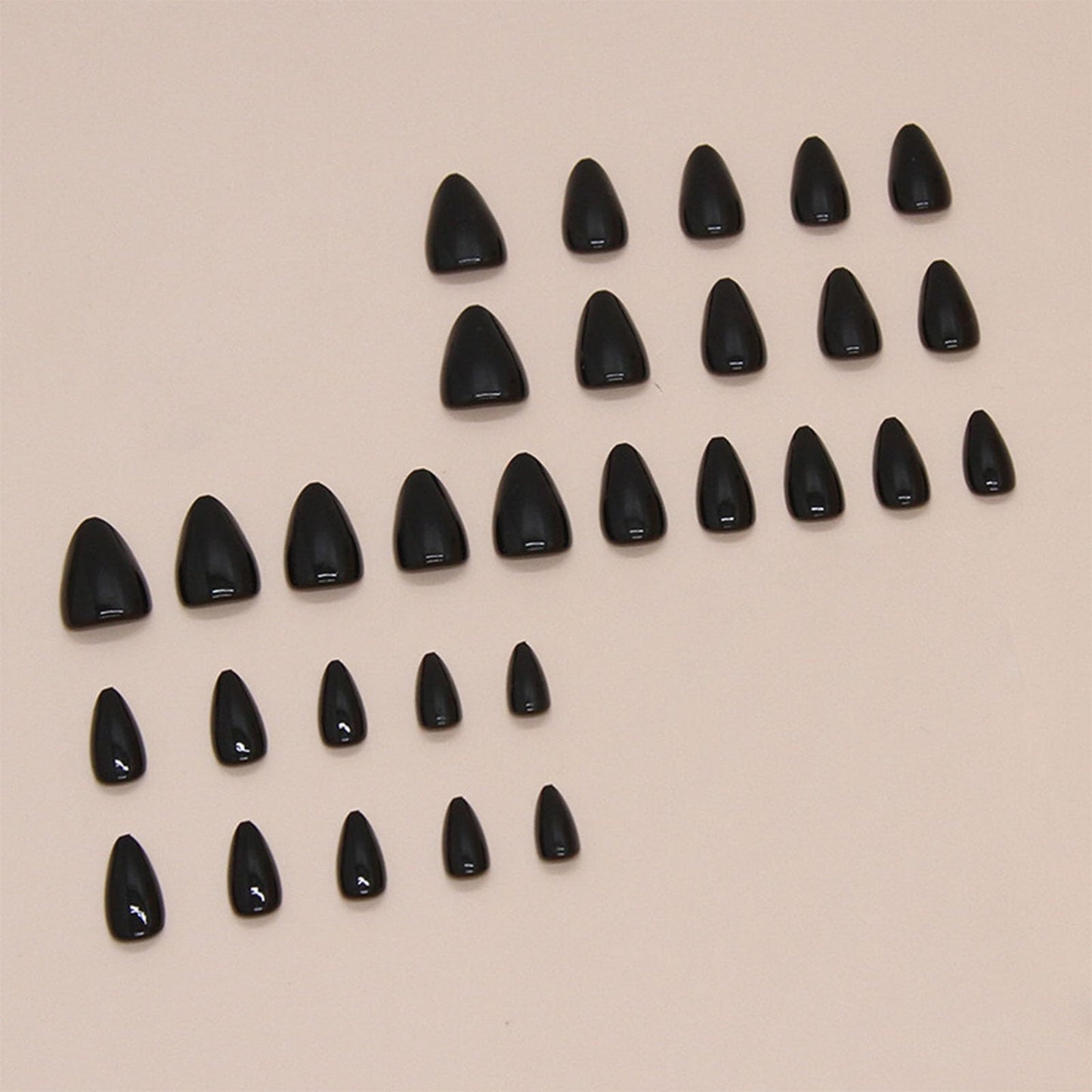 Black Press on Nails Solid Color Short Almond Acrylic Fake Nails Glossy Black Full Cover Glue on Nails Reusable Artificial Stick on Nails for Women and Girls 30 Pcs