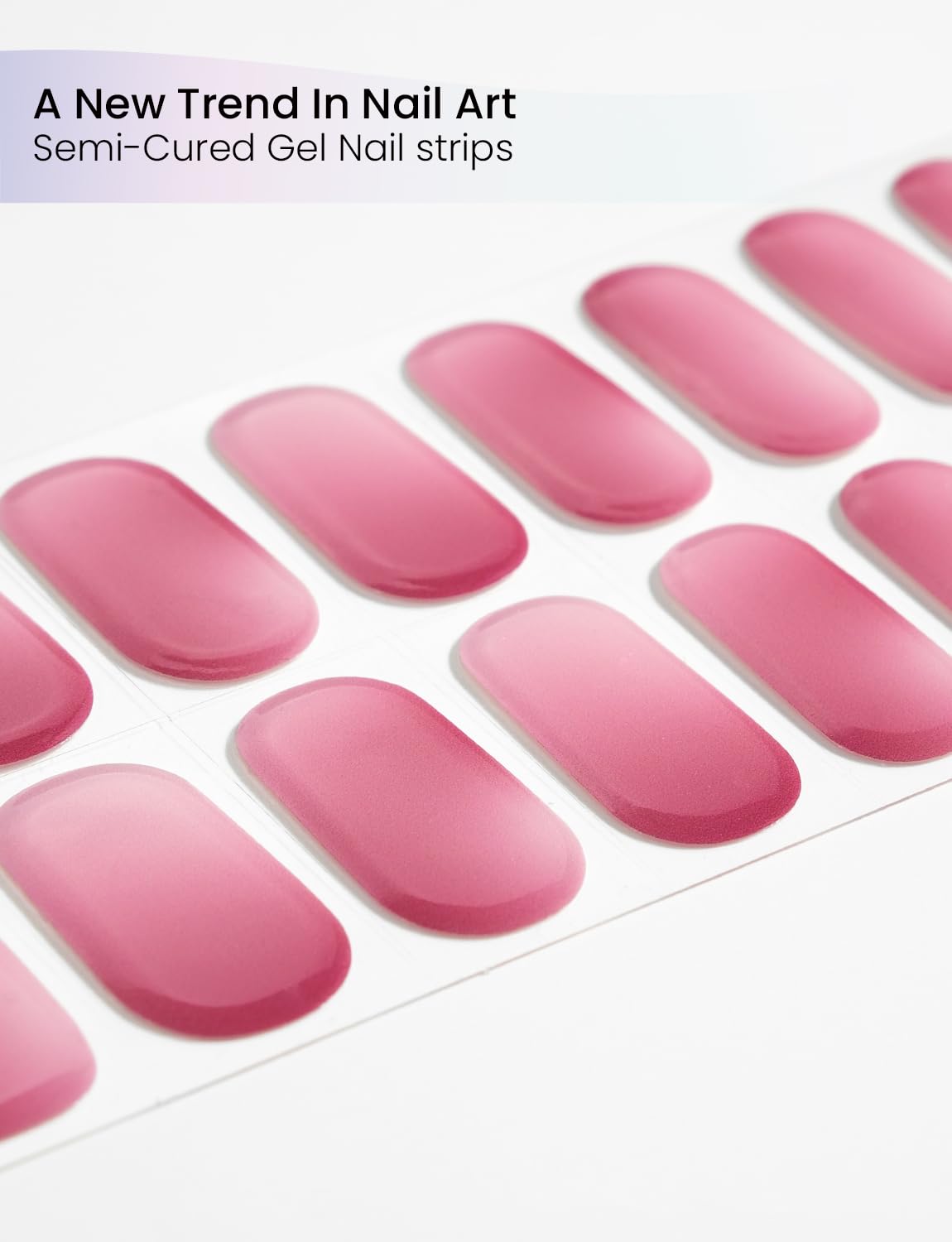 Oauee Semi Cured Gel Nail Strips | Built-In Gel Top Coat | UV Light Required | Salon Quality, Easy Application And Removal (Dry Rose Gradient Color)