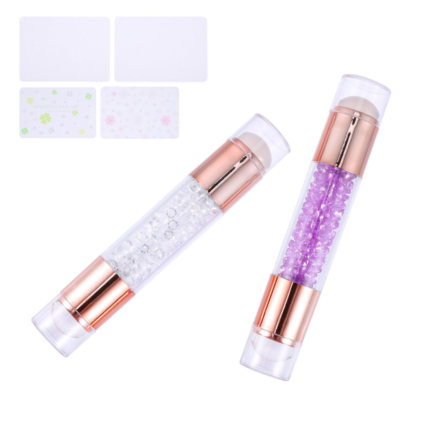 FOMIYES French Tip Nail Stamp Kit - 2PC Silicone Manicure Stamper with Jelly Template for DIY Salon Nail Art, Easy to Use Nail Stamping Tool Set