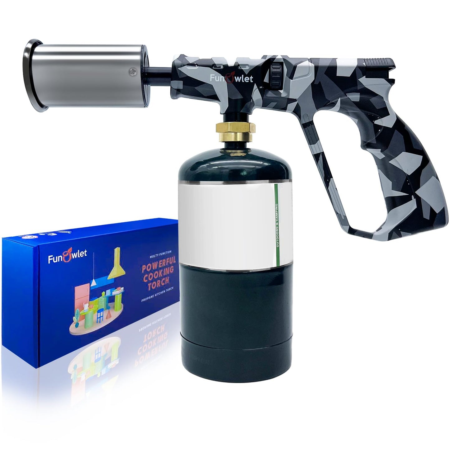 2 Pack Powerful Cooking Torch Lighter - Culinary Kitchen Torch, Sous Vide, Charcoal Lighters Campfire Starter, Flame Thrower Fire Grill Gun for Searing Steak, Creme Brulee, BBQ(Tank Not Included)