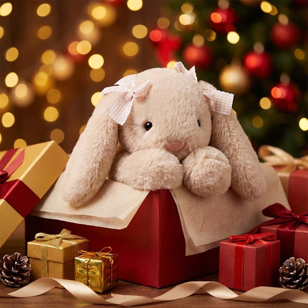 Jorkei Bunny Stuffed Animals, Soft & Cute Rabbit Plush Toys, Rabbit Stuffed Animal, Easter Bunny Plush Toys (Beige 14inch)