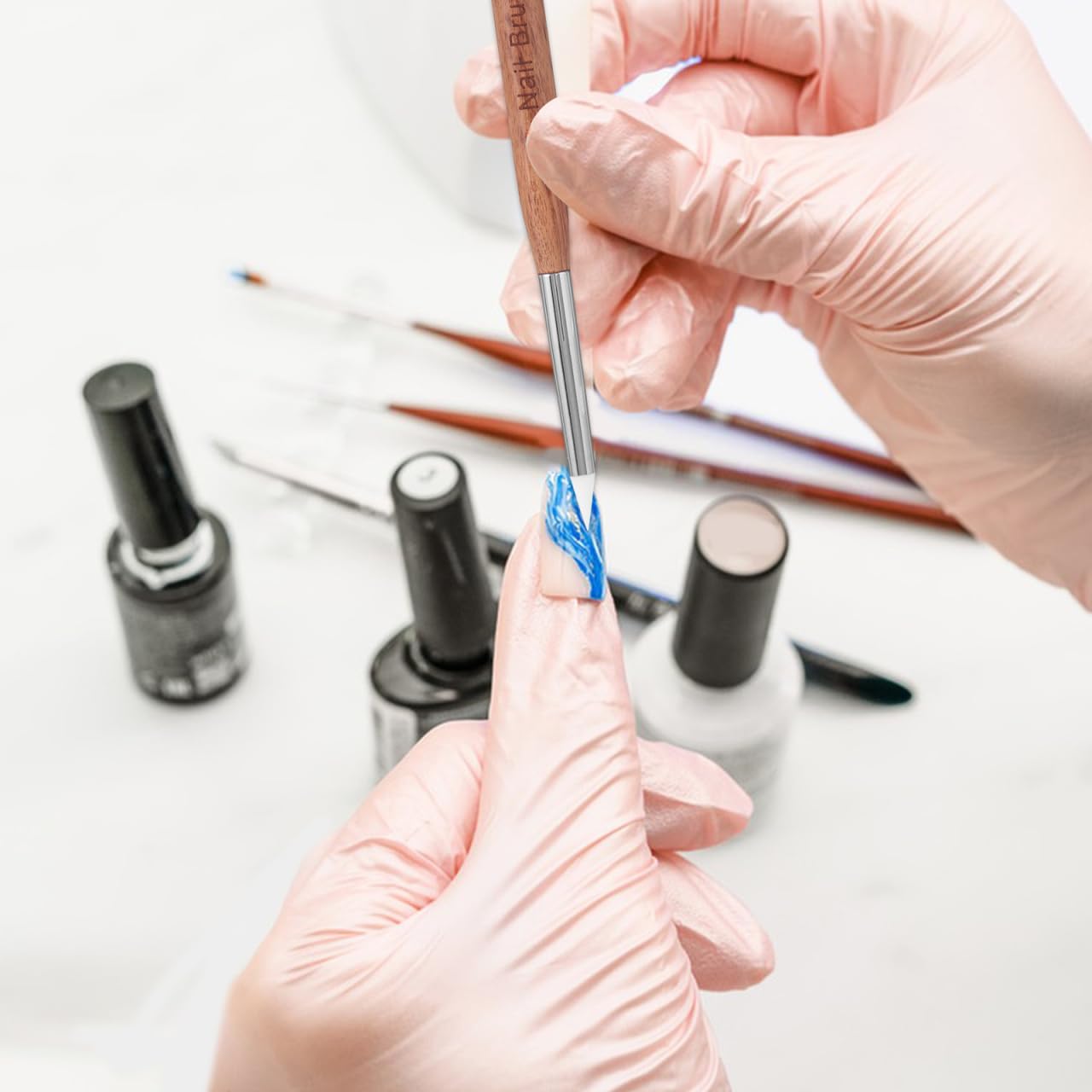 PLAFOPE Nail Art Pen Double Headed Gel Polish Brush 6.49In Nail Design Tool for Sculpting Dotting Drawing and Embossing Precision Manicure Accessory