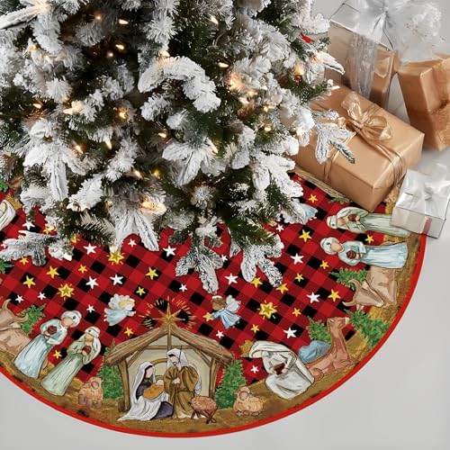 Christmas Nativity HOLY Night Tree Skirt 48 Inches