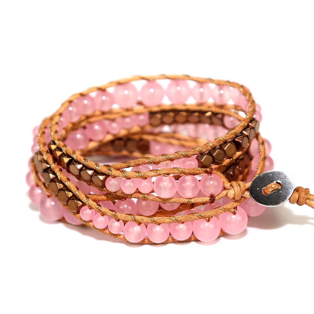 ZOSOJONA Handmade Boho Wrap Bracelet For Women Adjustable Nature Stone Turquoise Crystal Beaded Bracelets