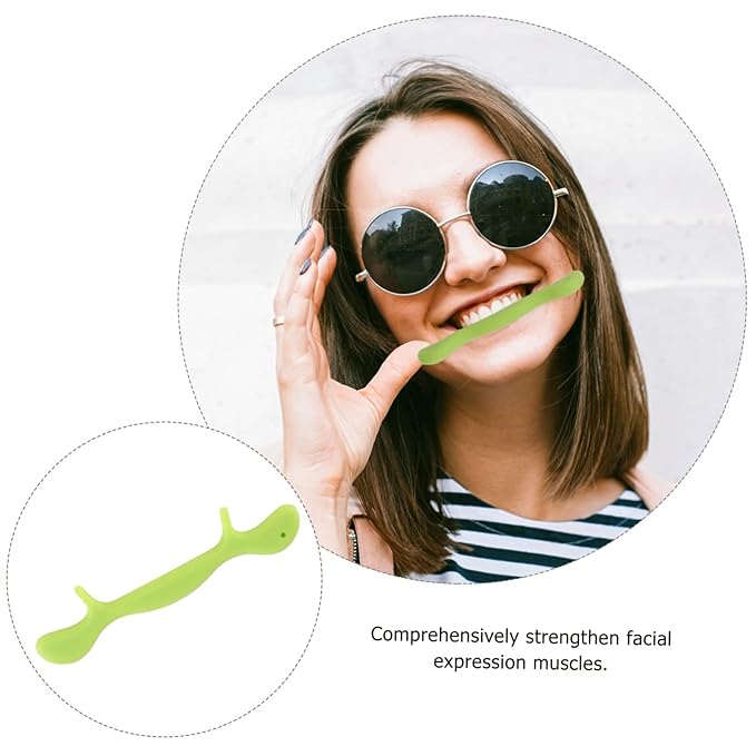 3pcs Silicone Smile Trainer Facial Muscle Exerciser for Mouth Tightener Face Green Silicone for Stuttering Speech Practice