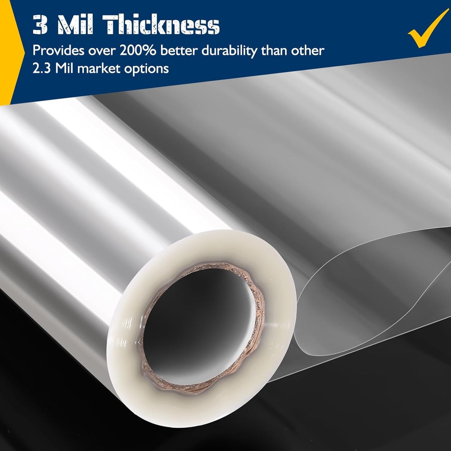 Vanhench 17.5" x 1500"(125') Clear Cellophane Wrap for Gift Baskets, 3Mil Thick Cellophane Wrap Roll for Bouquet Flower Wrapping, Clear Plastic Wrap Valentines Easter Wrapping Paper
