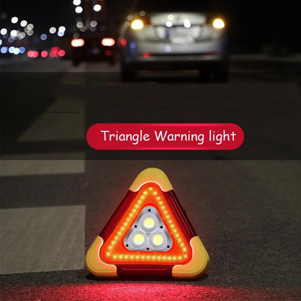 Tempsnow 2Pcs LED Emergency Triangle Solar Charging Safety Triangle 5 Mode