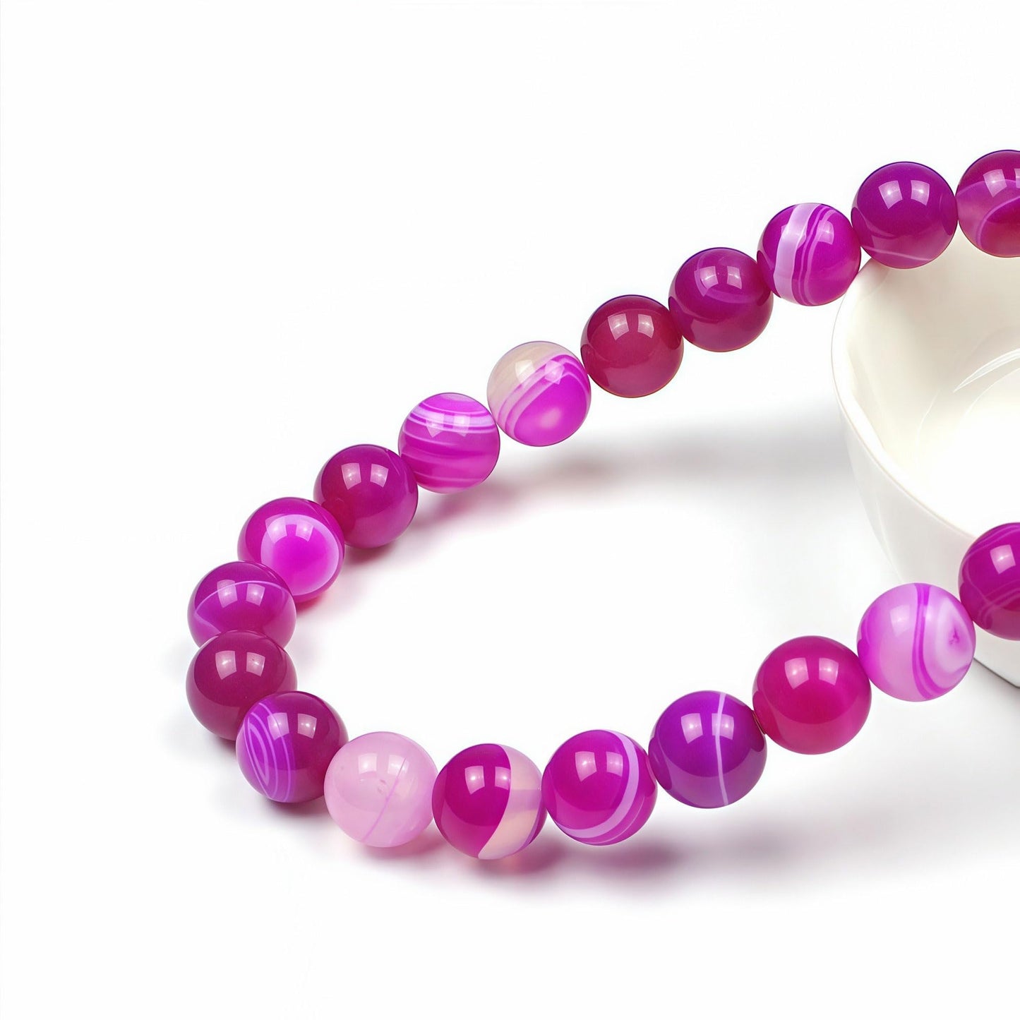 MJDCB Natural Stone Beads Rose Red Stripe Agate Round Loose Beads for Jewelry Making DIY Bracelet Necklace (6mm)