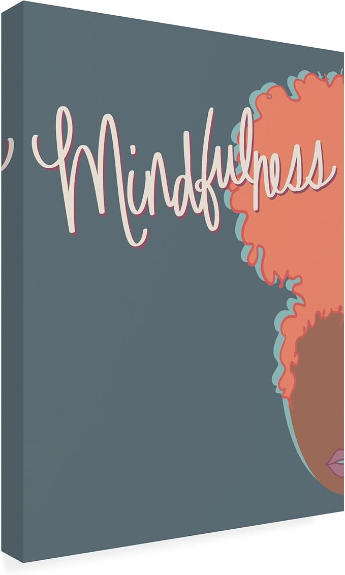 Trademark Fine Art Canvas Wall Art - Marlee Ash Calligraphy & Design 'Curly Mindfulness' Wall Art for Living Room, Bedroom, or Office Décor