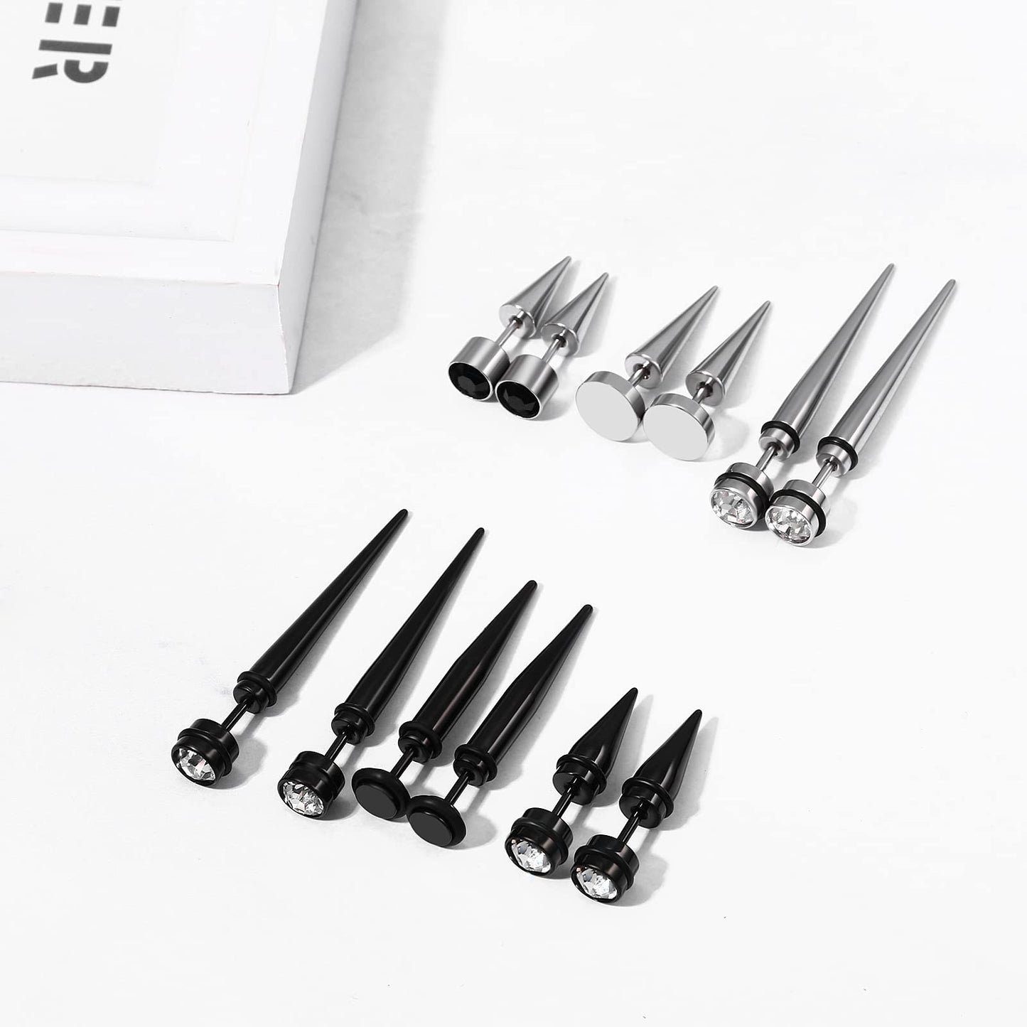 Aroncent 12PCS Stainless Steel Spike Hoop Earrings