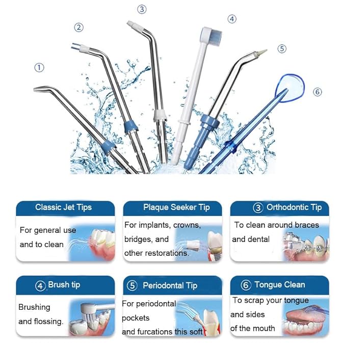 Replacement Tips Compatible with Waterpik Water Flosser, Storage Case and 9 Tips, Compatible with Waterpik Aquarius Water Flosser, WP-660, WP-580, WF-20, CC-04, WP-662, WP-667CD, WF-13, WF-12