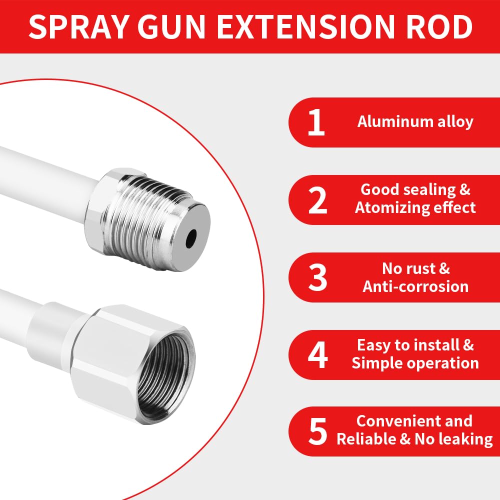 Spray Freely-8 Piece Set of Extension Pole Rod,Airless Paint Sprayer Gun Tip Extension Pole,with Swivel Joint Reversible Spray Tips and Tip Guard Protector (8in 12in 20in 30in 40in)